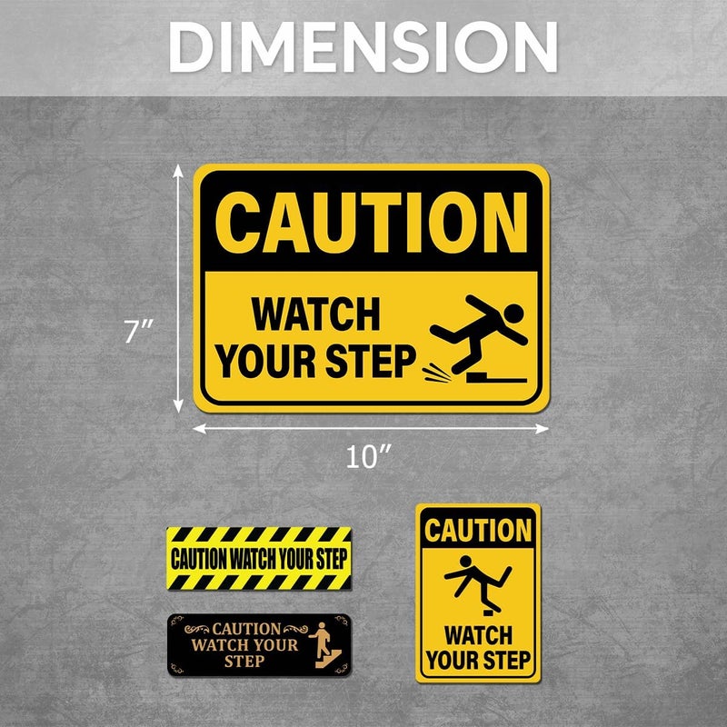 RABOWA Pack 8 Pcs Watch Your Step Sticker for Indoor Outdoor Stairs Safety Caution Warning Security Signs Window Funny Bumper Stickers Weatherproof Large Vinyl Decals Home Accessories - Image 2